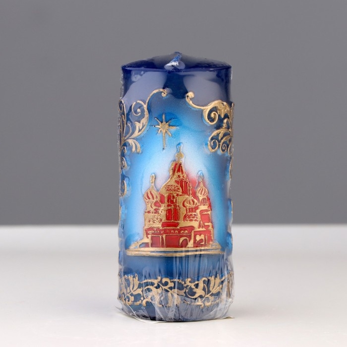 Свеча - цилиндр "С Храмом, резной", 4,3х4,3х9,5 см