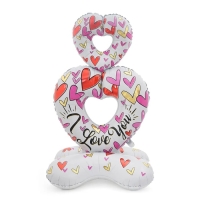 Шар фольгированный 55"&laquo;Большое нежное сердце на подставке&raquo;, под воздух