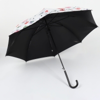 Зонт - трость полуавтоматический &laquo;Пионы&raquo;, эпонж, 8 спиц, R = 51/60 см, D = 120 см, цвет МИКС