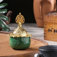 Курильница для благовоний порошковых и конусов "Мешочек", изумрудный, 10,5х6,9 см Курильница для благовоний порошковых и конусов "Мешочек", изумрудный, 10,5х6,9 см