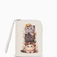 Кошелек дет 07-01-01 Июнь2527 кот, 12*1,5*9 см, 2 отд+отд/молн, д/карт, белый