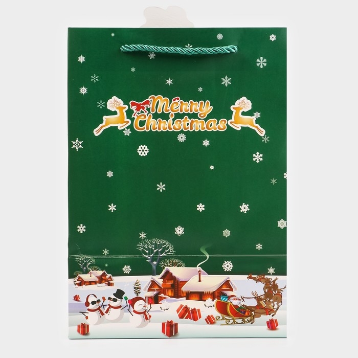 Пакет подарочный новогодний с окном "Новый Год", тиснение, 18 х 25 х 13 см.