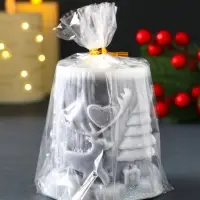 Свеча новогодняя столбик "Сказочный лес" 75х82 мм, серый