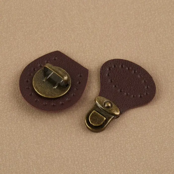 Застёжка для сумки, пришивная, 6&times;4 см, цвет тёмно-коричневый/бронзовый