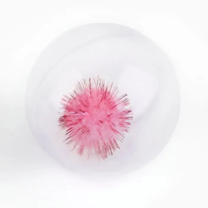 Шарик для кошек с помпошкой, 4 см, фасовка в банку по 25 шт, МИКС