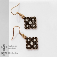 Серьги &laquo;Ромб&raquo; мини, цвет белый в чернёном золоте