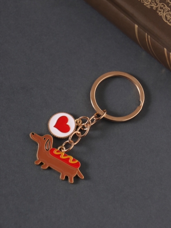 Брелок металл, эмаль "Собачка и сердце" 9 см