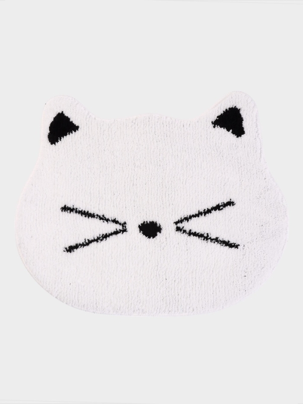 Коврик Доляна White Cat, 50.5&times;61 см, ворс 1.5 см, микрофибра, белый