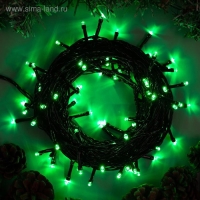 Гирлянда &laquo;Нить&raquo; 10 м, IP20, тёмная нить, 100 LED, свечение зелёное, 8 режимов, 220 В