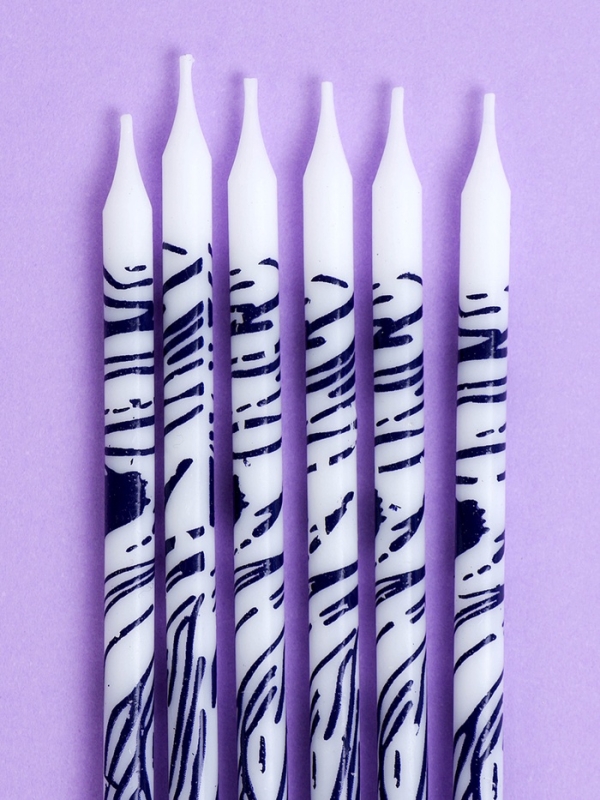 Свечи для торта Свечи для торта "Волнистые линии", 6 шт, белый с фиолетовым