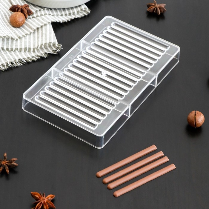 Форма для шоколада &laquo;Соломка&raquo;, 20&times;12&times;2,5 см, 18 ячеек 8,5&times;0,5 см, цвет прозрачный