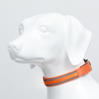 Ошейник с подсветкой Двойная полоса размер XL, ОШ 52-60 х 2,5 см 3 режима свечения оранж