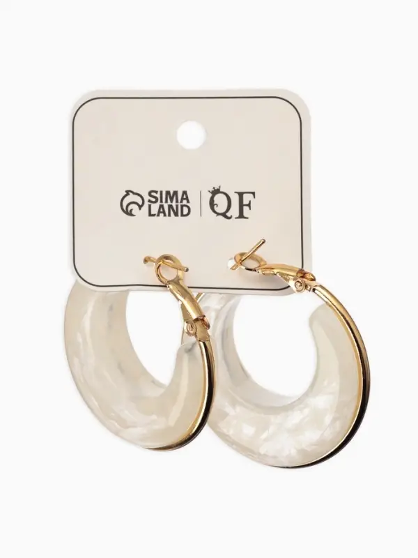 Серьги-кольца акрил "Тренд", цвет молочный в золоте