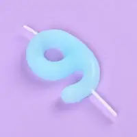 Свеча в торт &laquo;Цифра 9&raquo;, светящаяся голубая, 9 см