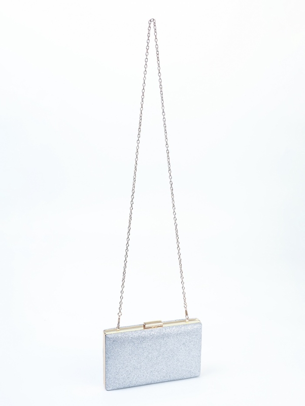 Сумка жен,  17,5*5*9, отд на фермуаре, цепь, серебро