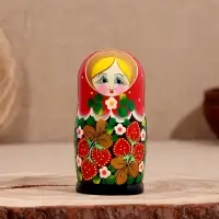 Матрёшка "Весела", красная голова, низ черный, 5-кукольная, 14 см