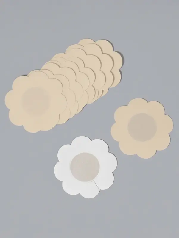 Стикини на грудь &laquo;Цветок&raquo;, набор - 5 пар, на клеевой основе, 6&times;6 см, бежевая