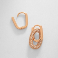 Серьги со стразами XUPING леди, мини, цвет белый в розовом золоте Серьги со стразами XUPING леди, мини, цвет белый в розовом золоте