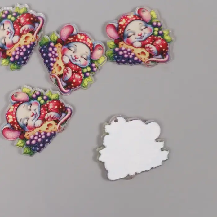 Декор для творчества акрил "Мышонок в пижамке сладко спит на сыре" 3х3х0,2 см