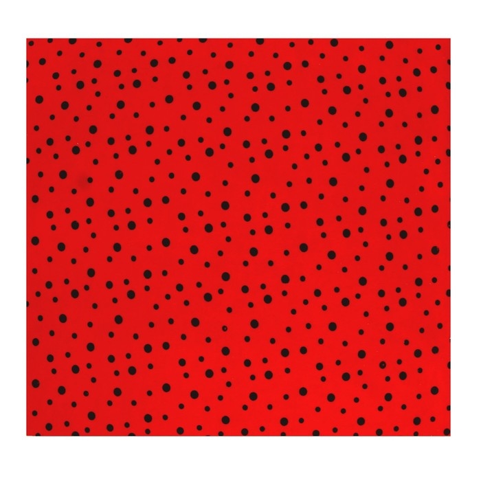 Отрез трикотажный для рукоделия, велюр, на красном фоне чёрный горох, 45 &times; 50 см