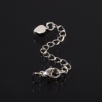 Замок-карабин 1,2&times;0,5 см &laquo;Сердечко&raquo; с удлинителем 5,3 см, цвет серебро