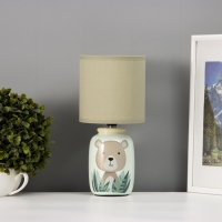 Настольная лампа с абажуром RISALUX &laquo;Мишка&raquo; детская,, Е14, 40 Вт, зелёный, 13&times;13&times;27 см