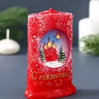 Свеча фигурная "Снежное Рождество" 7х4х10,5 см, цв. красный