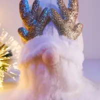 Фигура текстиль &laquo;Гном белая шапочка&raquo; 33 см, 1 LED, от батареек AG13&times;3, свечение тёплое белое