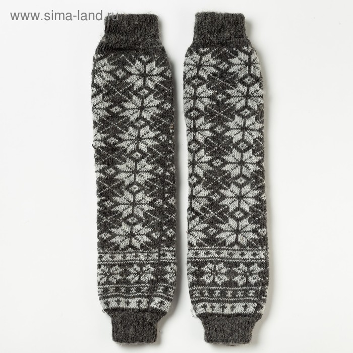 Новый год. Гетры женские шерстяные &laquo;Снежинка белая&raquo;, цвет тёмно-серый