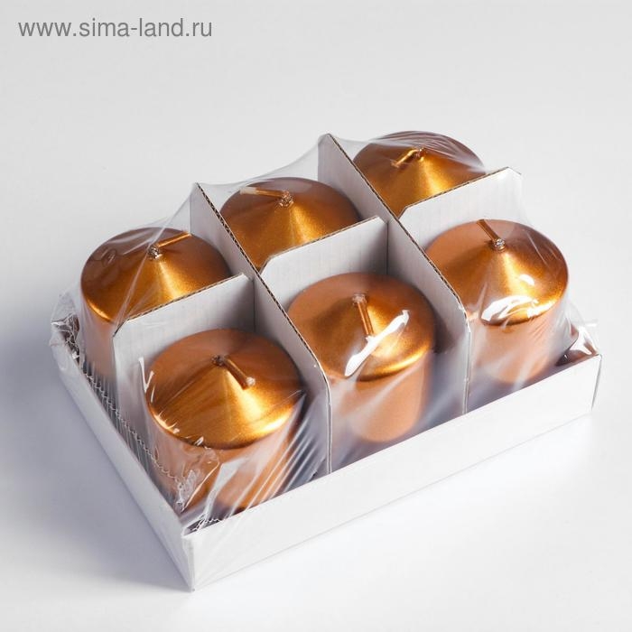 Свеча "Столбик", кофейно-золотая, 5,5&times;8см