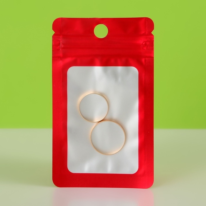 Пакет Зип-лок с окном, с еврослотом, красный, 6 х 10 см набор 20шт  10460415