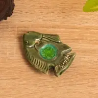 Подставка под благовония "Экзотическая рыбка" керамика, цв. зелёный, 6х5х1 см