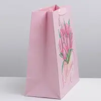 Пакет подарочный ламинированный, упаковка, &laquo;Тюльпаны 8 марта&raquo;, ML 23 х 27 х 11.5 см