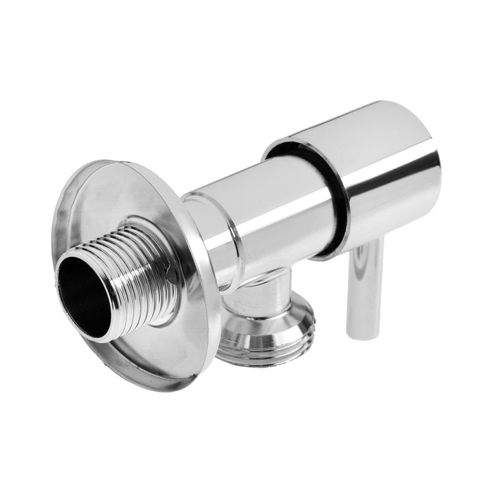 Кран угловой ZEIN engr, 1/2" х 3/4", кран-букса латунь, нержавеющая сталь, хром