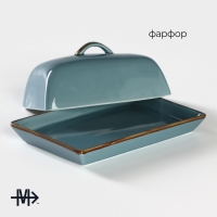 Маслёнка фарфоровая Magistro &laquo;Церера&raquo;, 18&times;12 см, цвет голубой