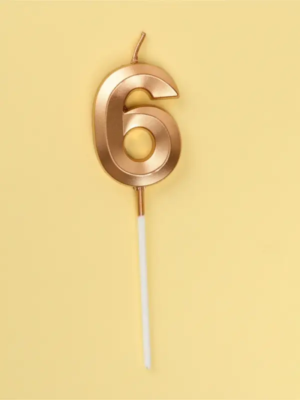 Свеча в торт на шпажке &laquo;Грань&raquo;, цифра 6, шампань, 5 см