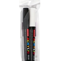 Набор маркеров акриловых 2 штуки, черный/белый, пулевидный наконечник 4мм Набор маркеров акриловых 2 штуки, черный/белый, пулевидный наконечник 4мм