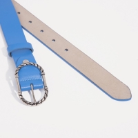 Ремень, ширина 3 см, винт, пряжка металл, цвет голубой