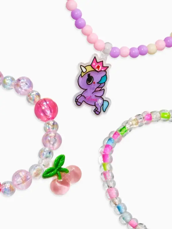Браслет детский &laquo;Выбражулька&raquo;, 3 шт. набор,единорог, вишня, бусины, цветной