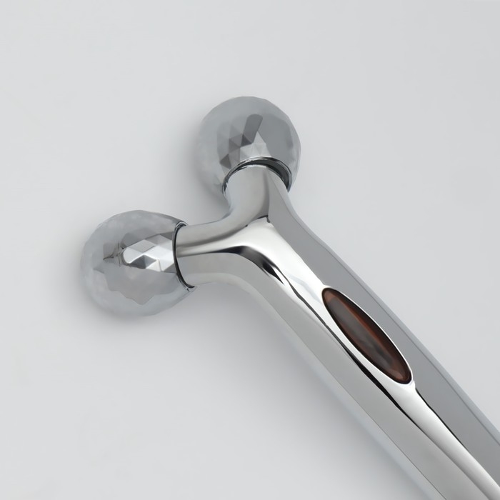 Массажёр для лица и зоны декольте, 2 шара, 14,3 &times; 4,5 см, цвет серебристый