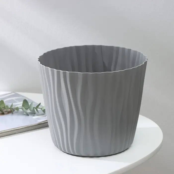 Кашпо для цветов со вставкой &laquo;Волна&raquo;, 4 л, d=20 см, h=17 см, цвет серый