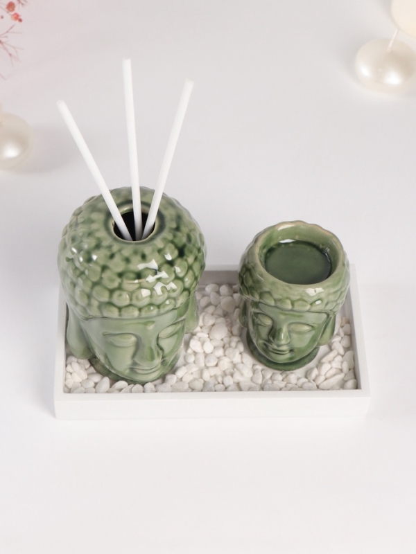 Диффузор керамика + подсвечник "Будды" аромапалочки 3 шт 9х17х10,5 см
