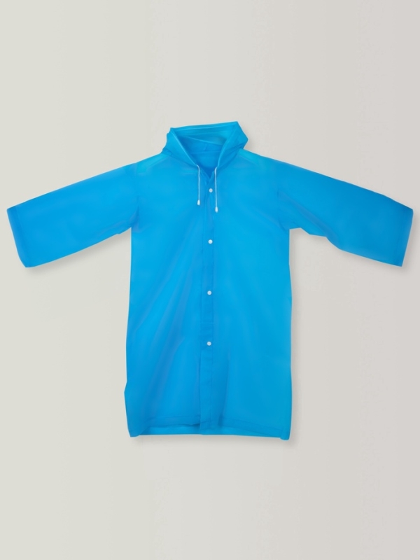 Дождевик детский однотонный синий, рост 120-160 см