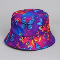 Панама детская для девочки &laquo;Бабочки&raquo;, тёмная, р-р. 52-54 см