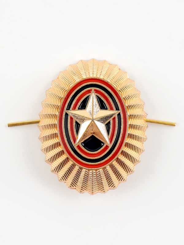 Кокарда со звездой простая овальная 3х4 см, металл, 5 шт.