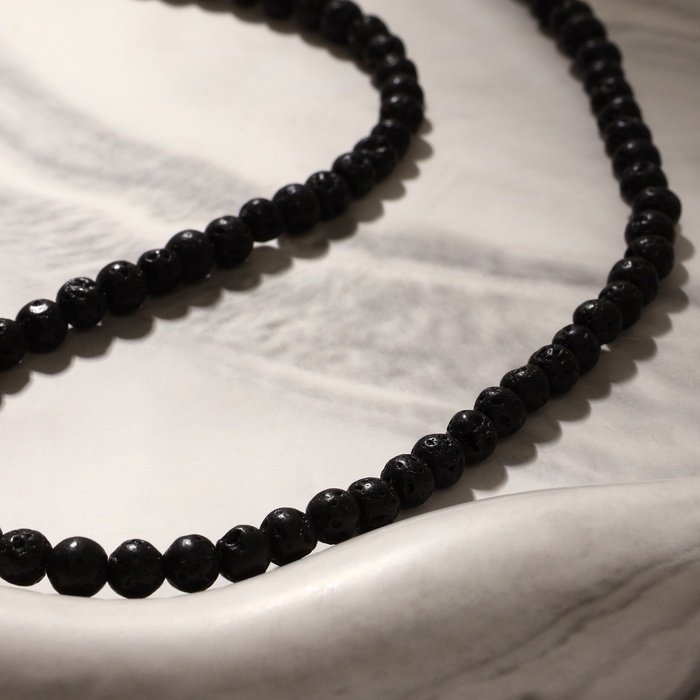 Бусины на нити шар №4 &laquo;Лава&raquo;, цвет чёрный (87 бусин)