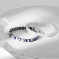 Набор браслетов 2 шт., шар №6 &laquo;Содалит и Аквамарин&raquo;