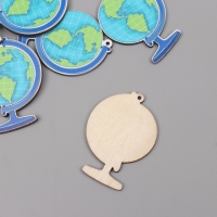 Декор для творчества дерево "Глобус" набор 5 шт 4,5х3,3х0,3 см