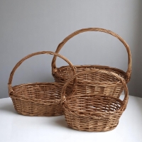 Набор корзин овальные 3 шт,  L: 39х29 см, высота 13 см, высота с ручкой 36 см.M: 33*24*11H*33HHS: