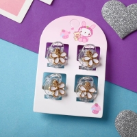 Краб для волос "Маленькая радость" (набор 4 шт) ромашка, 2 см, бело-золотой